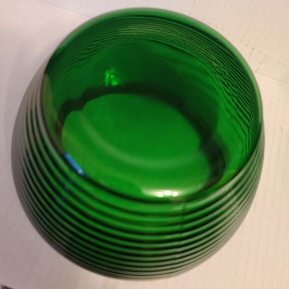Anchor Hocking Forest Green Medium Ribbed Beehive Glass Planter Bowl Jardiniere - Picture 4 of 5